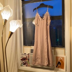 Honey Punch Embroidered Slip Dress with Slit